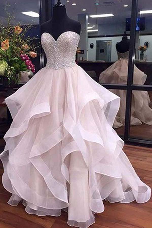 pgmdress Two Piece White Wedding Dresses Ruffle Skirt A-Line Wedding Dress US10 / Custom Color